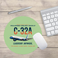 Thumbnail for C-32A Air Force Two Global Reach design on light green round mouse pad