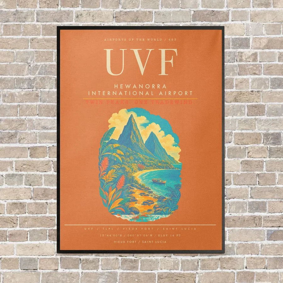 Hewanorra International Airport UVF - Canvas Framed - Orange