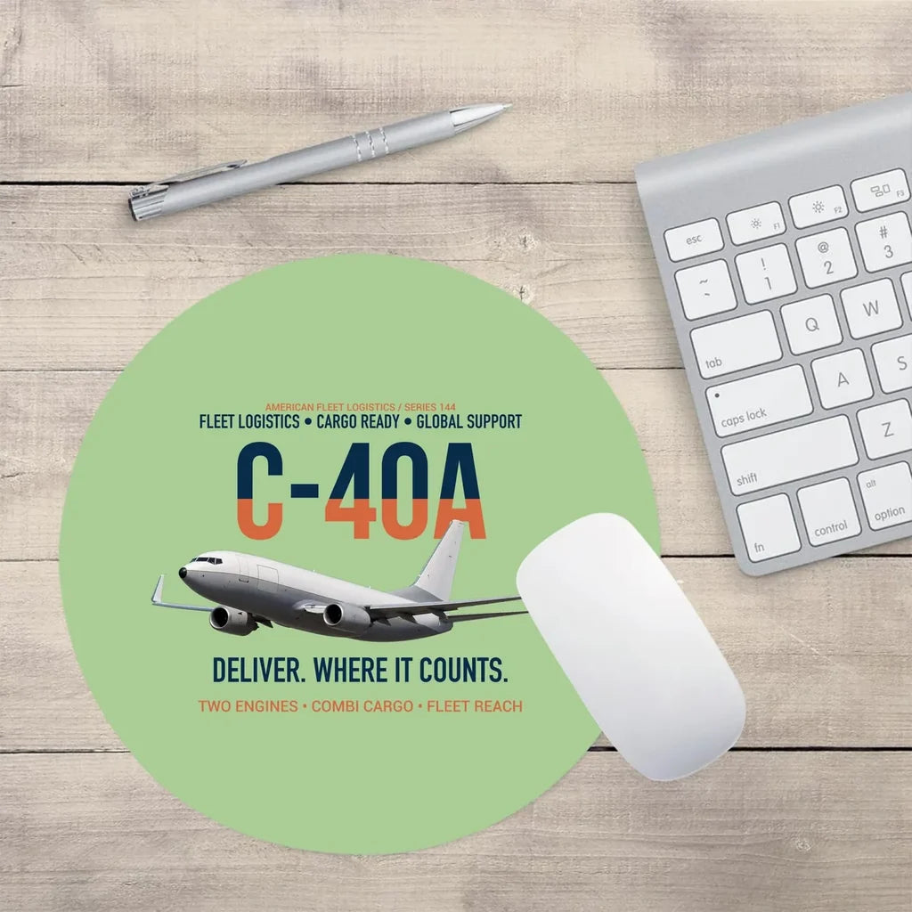 C-40A Clipper Fleet Logistics Ready design on light green round mouse pad