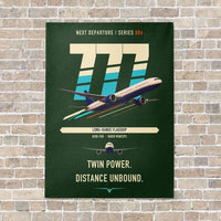 Thumbnail for Boeing 777-300ER vertical canvas print - no frame - dark green background