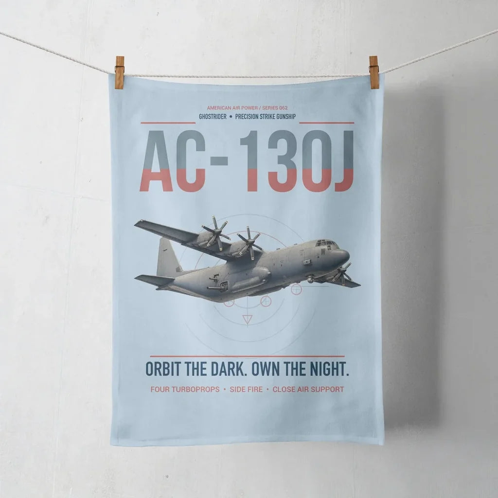 AC-130J Ghostrider design on light blue towel