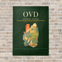 Thumbnail for Asturias Airport OVD vertical canvas print - no frame - dark green background