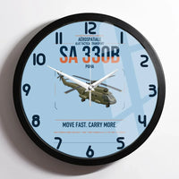 Thumbnail for Aérospatiale SA 330B Puma design on light blue framed wall clock