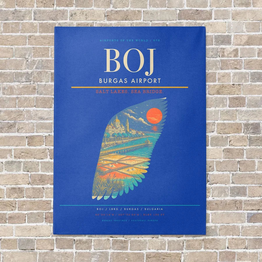 Burgas Airport BOJ - Canvas No Frame - Blue