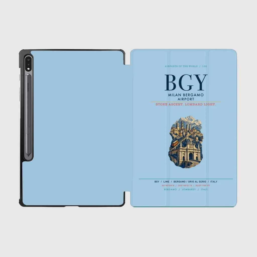 Milan Bergamo Airport (BGY) design on light blue samsung tablet tablet case