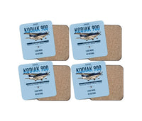 Thumbnail for Daher Kodiak 900 design on light blue 4 pieces set coaster