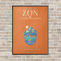 Thumbnail for Queenstown Airport ZQN - Canvas Framed - Orange