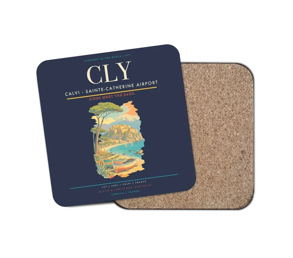 Calvi - Sainte-Catherine Airport CLY Coaster 1-Piece - Navy Blue