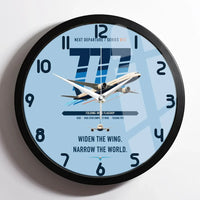 Thumbnail for Boeing 777-9 design on light blue framed wall clock