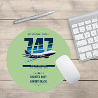 Thumbnail for Boeing 747SP design on light green round mouse pad