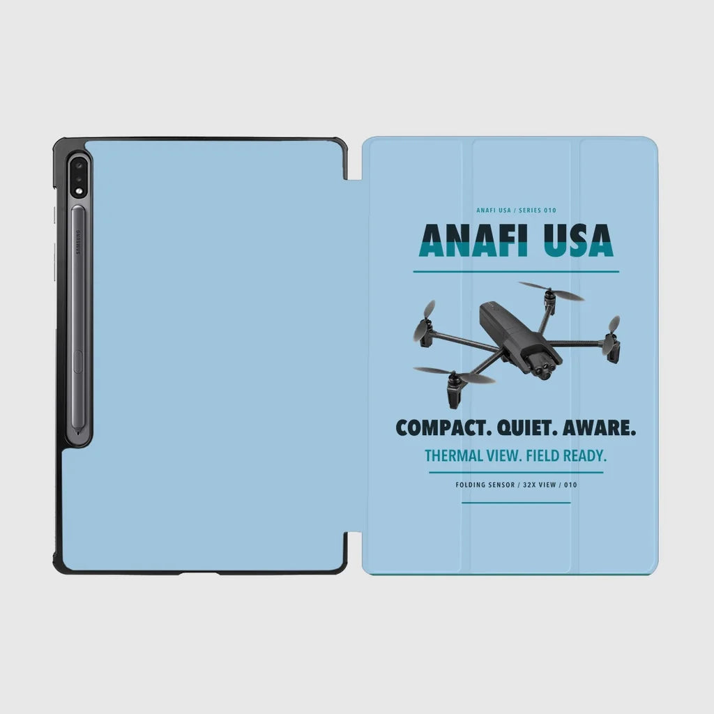 Parrot ANAFI USA design on light blue samsung tablet tablet case