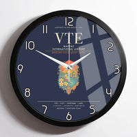 Thumbnail for Wattay International Airport Vientiane VTE Wall-Clock Framed - Navy Blue