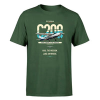 Thumbnail for Cessna 208 Caravan design on dark green t-shirt, single-side print
