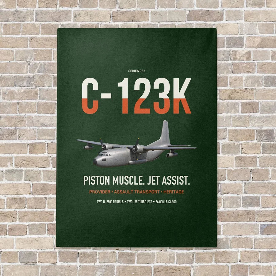 C-123K Provider vertical canvas print - no frame - dark green background