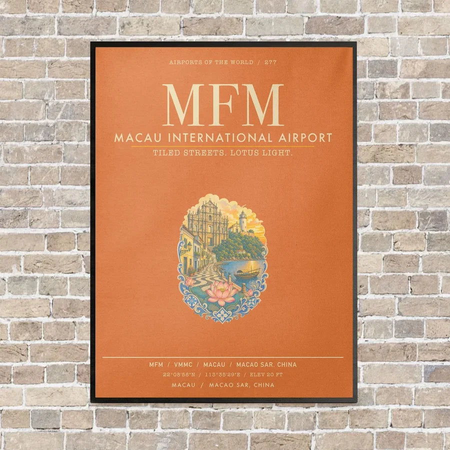 Macau International Airport MFM - Canvas Framed - Orange