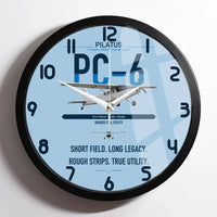 Thumbnail for Pilatus PC-6 Porter design on light blue framed wall clock