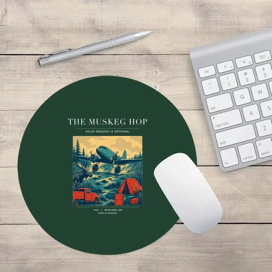 VINTAGE G4282 - The Muskeg Hop - Designed Mouse Pads design on darkgreen round