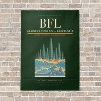 Thumbnail for Meadows Field BFL — Bakersfield vertical canvas print - no frame - dark green background