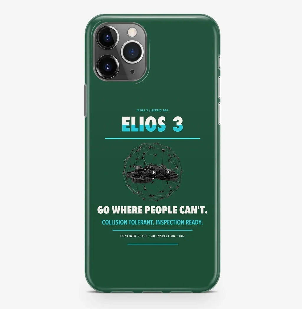 Flyability Elios 3 Case ProMax design on dark green iphone case promax