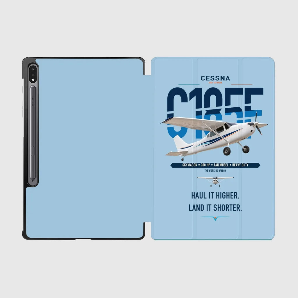 Cessna A185F Skywagon design on light blue samsung tablet tablet case