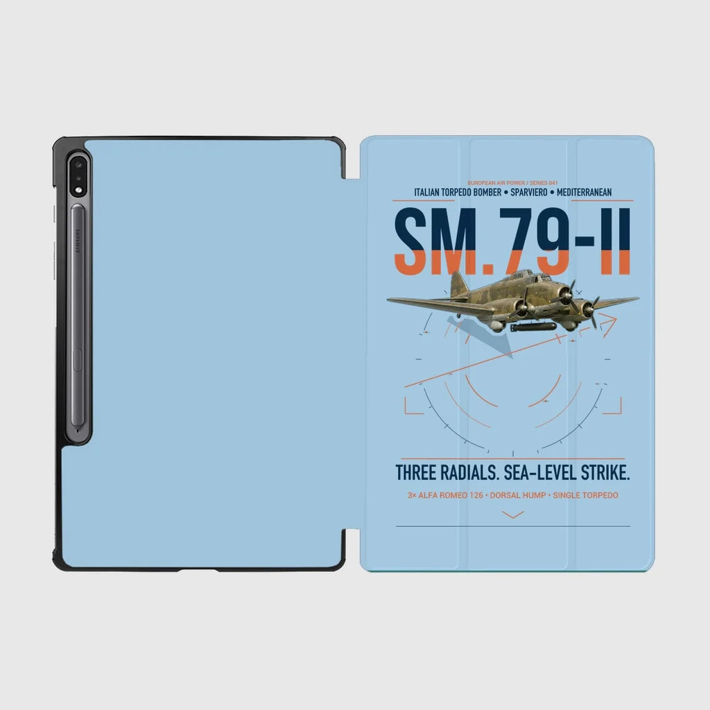 Savoia-Marchetti SM.79-II Sparviero design on light blue samsung tablet tablet case