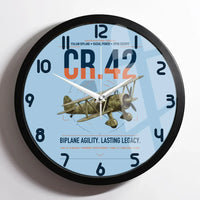 Thumbnail for Fiat CR.42 Falco design on light blue framed wall clock