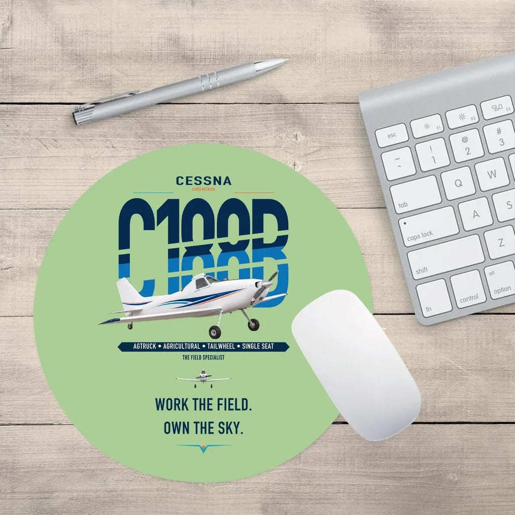 Cessna A188B AgTruck design on light green round mouse pad