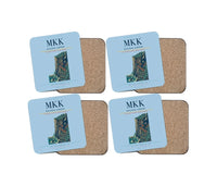 Thumbnail for Molokai Airport (MKK) design on light blue 4 pieces set coaster