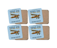 Thumbnail for SPAD XIII design on light blue 4 pieces set coaster