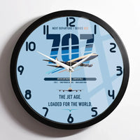 Thumbnail for Boeing 707-320C design on light blue framed wall clock