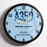 Thumbnail for Airbus A350-900 design on light blue framed wall clock