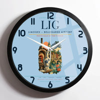 Thumbnail for Limoges – Bellegarde Airport (LIG) design on light blue framed wall clock