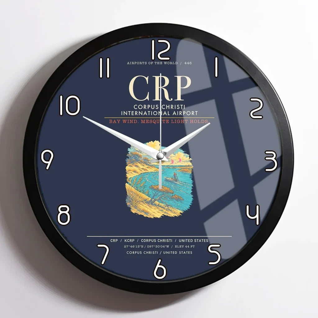 Corpus Christi International Airport CRP Wall-Clock Framed - Navy Blue