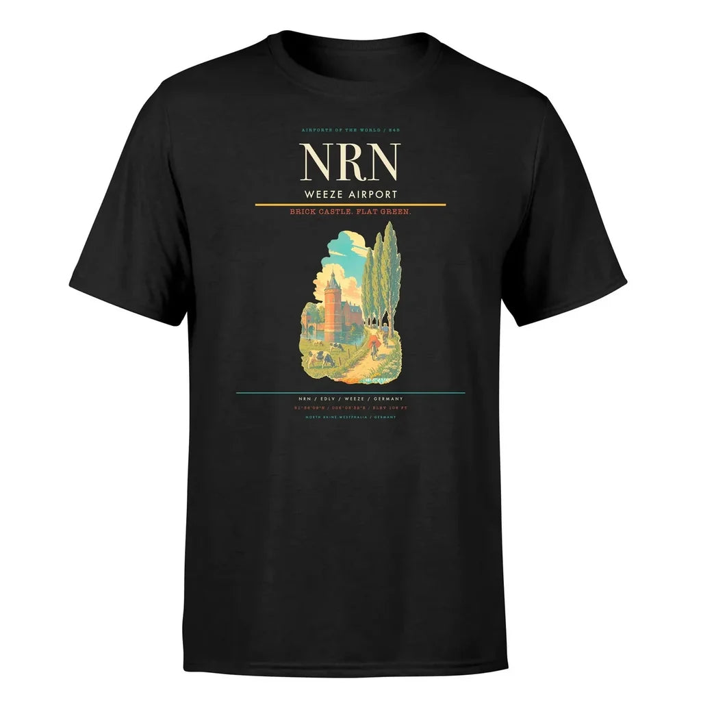 Weeze Airport (NRN) T-Shirt single-side front print in Black | weeze-airport-nrn-double-side-t-shirt