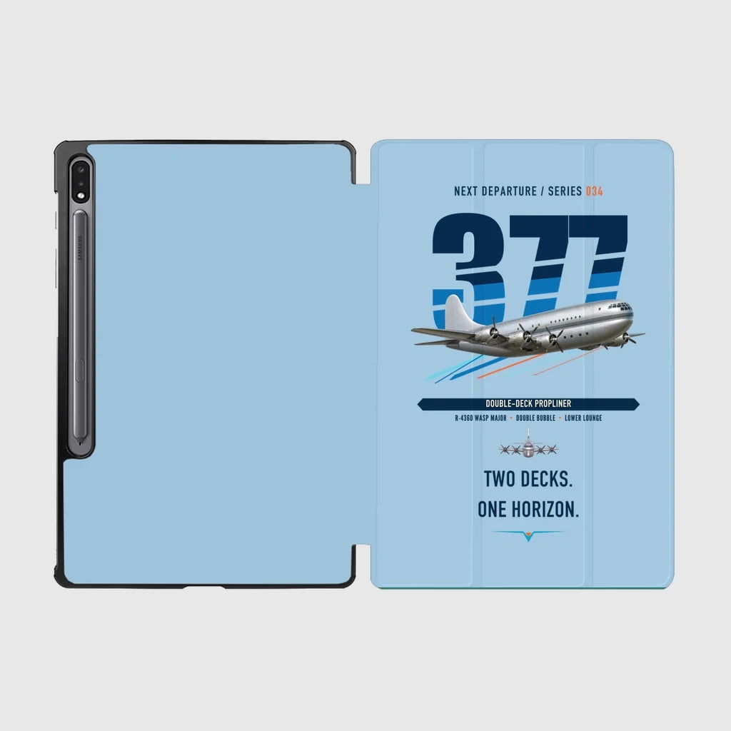 Boeing 377 Stratocruiser design on light blue samsung tablet tablet case