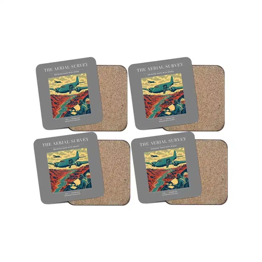 The Aerial Survey - Designed Coasters design on gray 4-pieces-set
