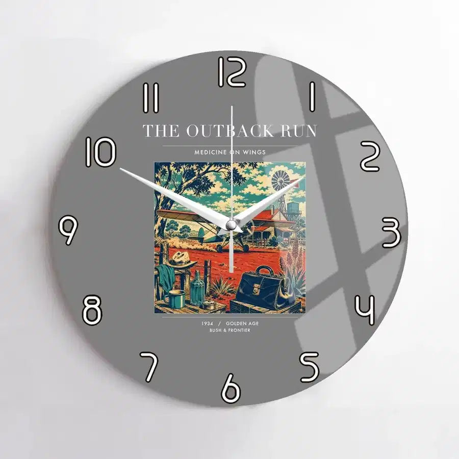 VINTAGE G4022 - The Outback Run - Designed Wall Clocks design on gray no-frame