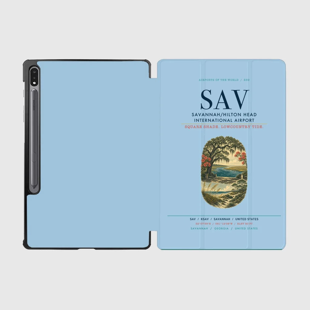 Savannah-Hilton Head International Airport (SAV) design on light blue samsung tablet tablet case