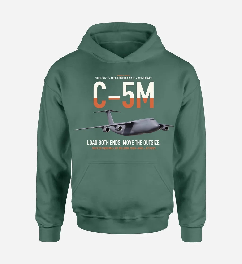 C-5M Super Galaxy design on green double-side hoodie, single-side print