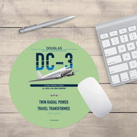 Thumbnail for Douglas DC-3 design on light green round mouse pad