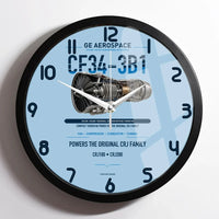 Thumbnail for CF34-3B1 design on light blue framed wall clock