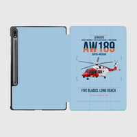 Thumbnail for Leonardo AW189 design on light blue samsung tablet tablet case