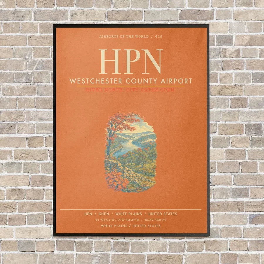Westchester County Airport HPN - Canvas Framed - Orange