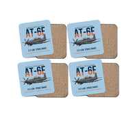 Thumbnail for AT-6E Wolverine Light Attack design on light blue 4 pieces set coaster