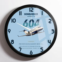 Thumbnail for Bombardier Challenger 604 design on light blue framed wall clock