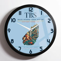 Thumbnail for Tbilisi International Airport (TBS) design on light blue framed wall clock