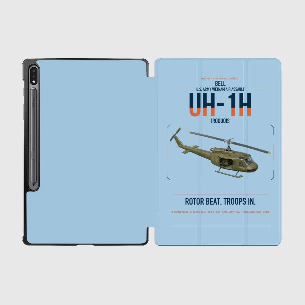 Bell UH-1H Iroquois design on light blue samsung tablet tablet case