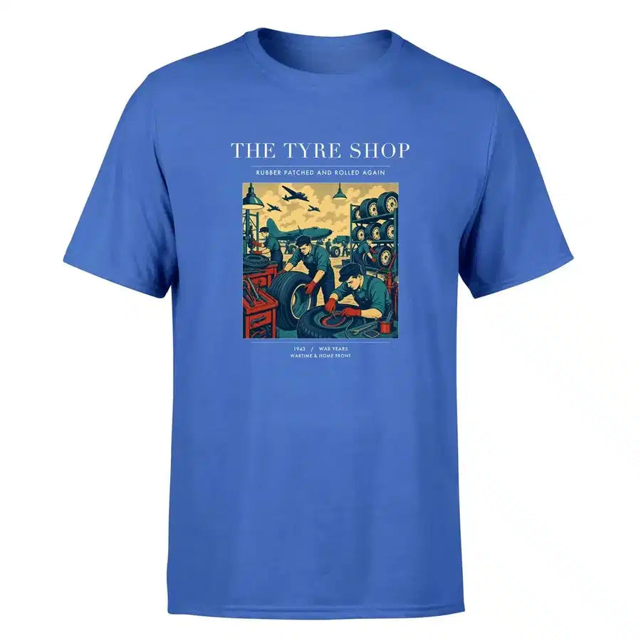 VINTAGE G4535 - The Tyre Shop - Premium T-Shirt design on blue premium t shirt