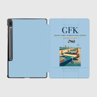 Thumbnail for Grand Forks International Airport (GFK) design on light blue samsung tablet tablet case