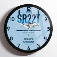 Thumbnail for Cirrus SR22T design on light blue framed wall clock